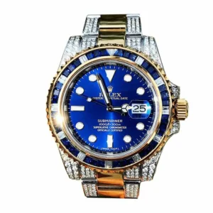 Rolex Submariner 18038 Iced Out Blue Dial Replica